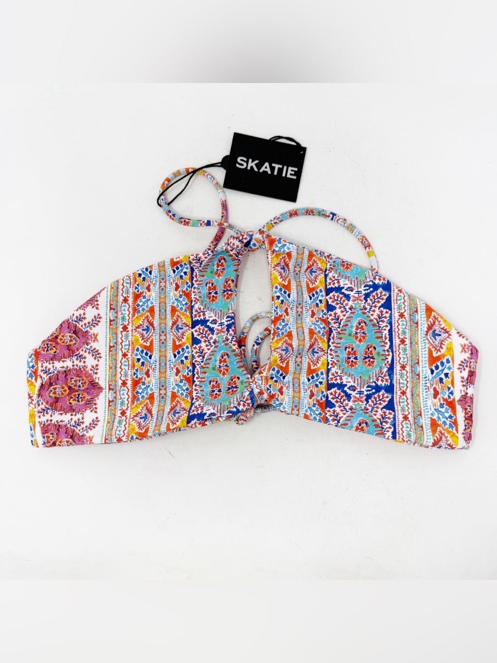 SKATIE Colorful Floral Bikini Top Size M Beach Summer Boho Paisley NEW